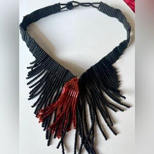 Hand beaded handmade necklace black choker new